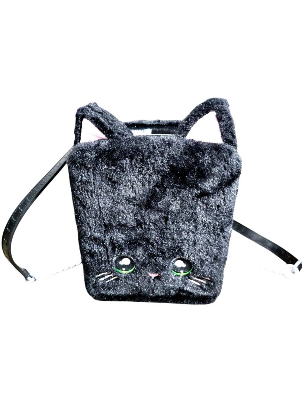 Fuzzy Black Cat Backpack With Adjustable Straps & Plush Design For Kids & Teens